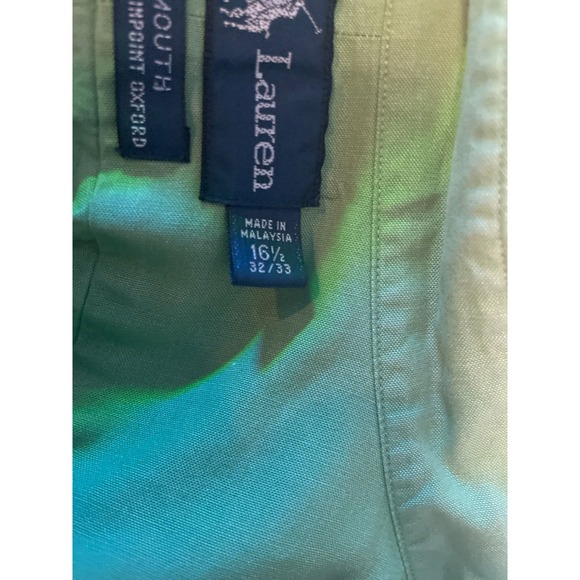 Ralph Lauren Shirt Mens 16 1/2 Green Yarmouth Pinpoint Oxford Cotton Button Down - Picture 8 of 8